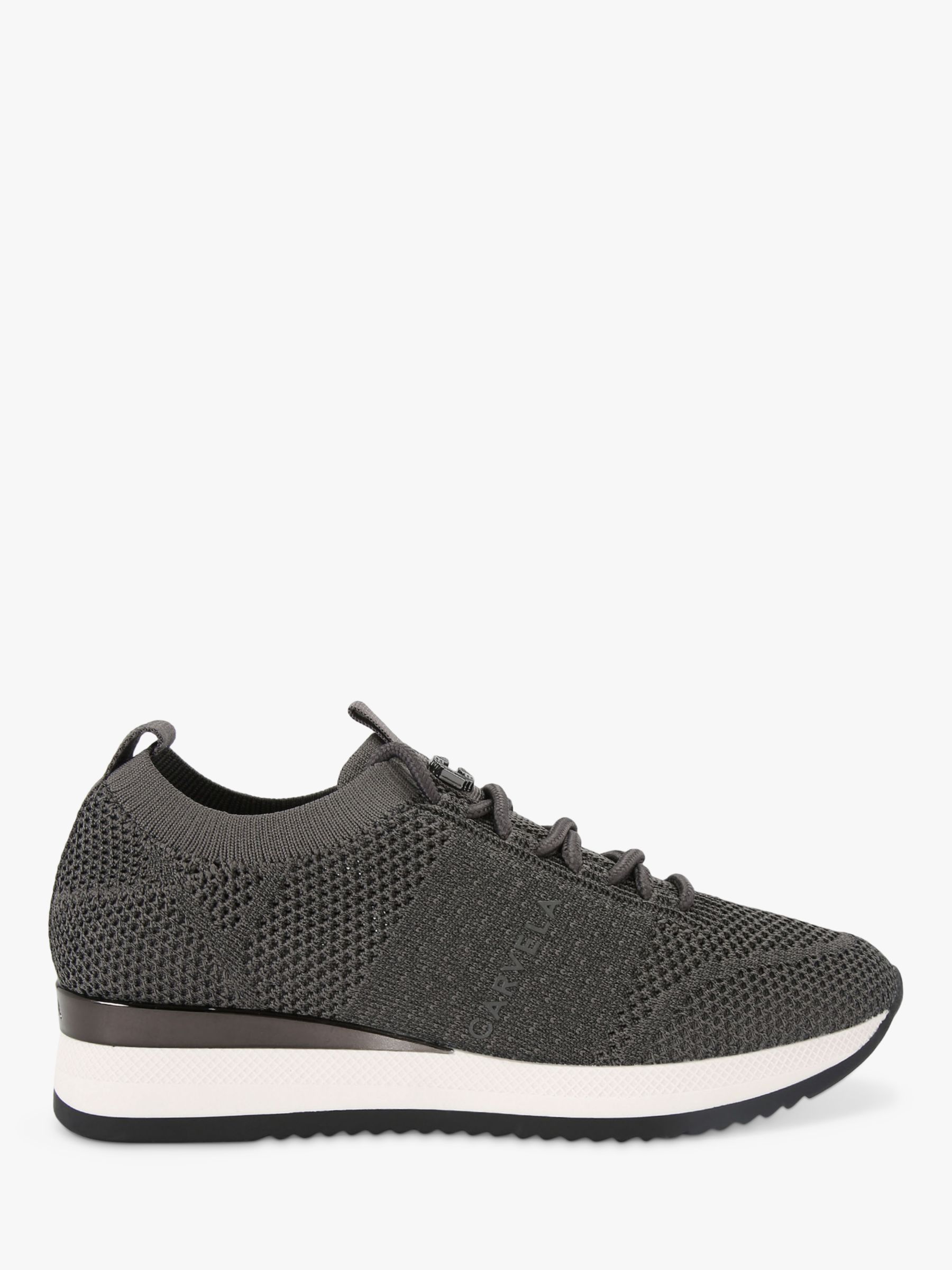 Carvela Frame Knit Trainers, Grey Mid at John Lewis & Partners