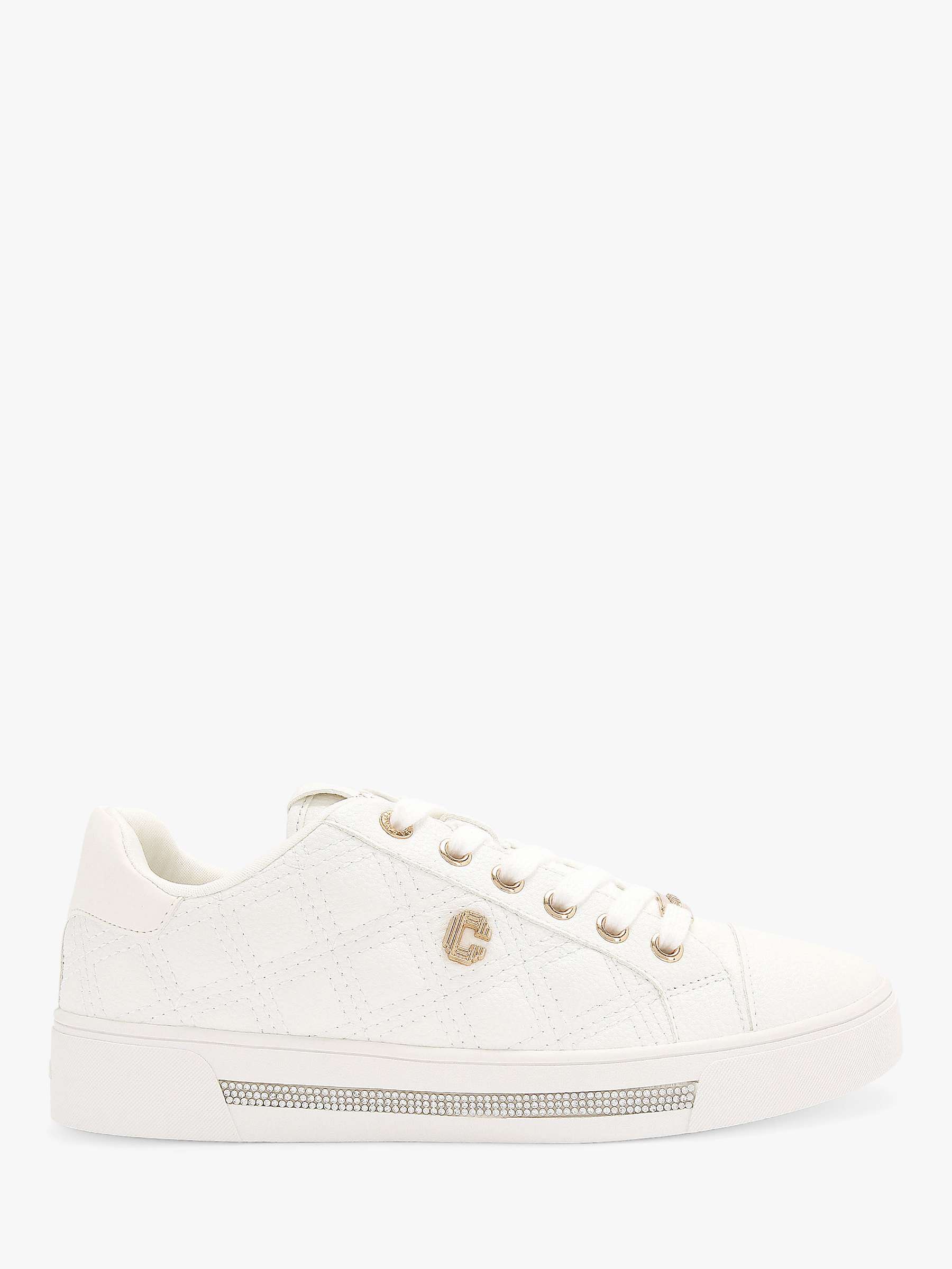 Buy Carvela Diamond Quilt Lace-Up Trainers, White Online at johnlewis.com