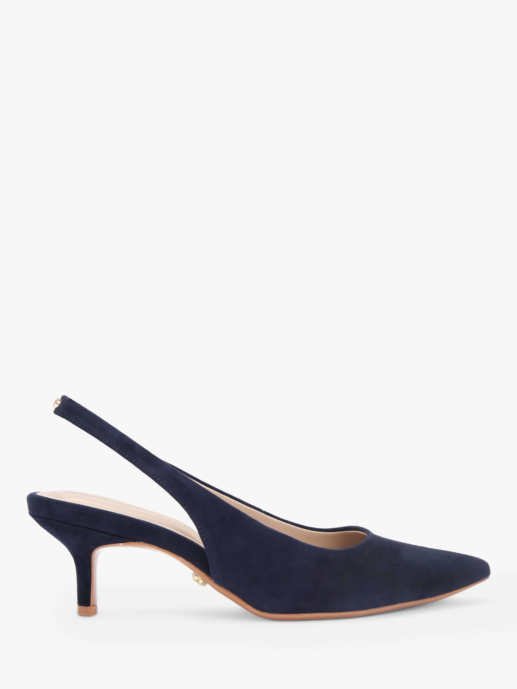 Carvela Riva Suede Sling Back Court Shoes, Blue Navy at John Lewis ...