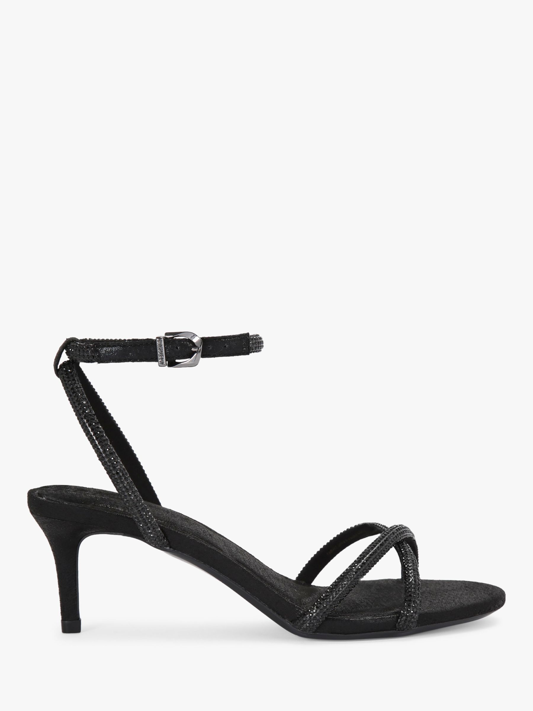 Carvela Stargaze Embellished Mid Heel Sandals, Black at John Lewis ...