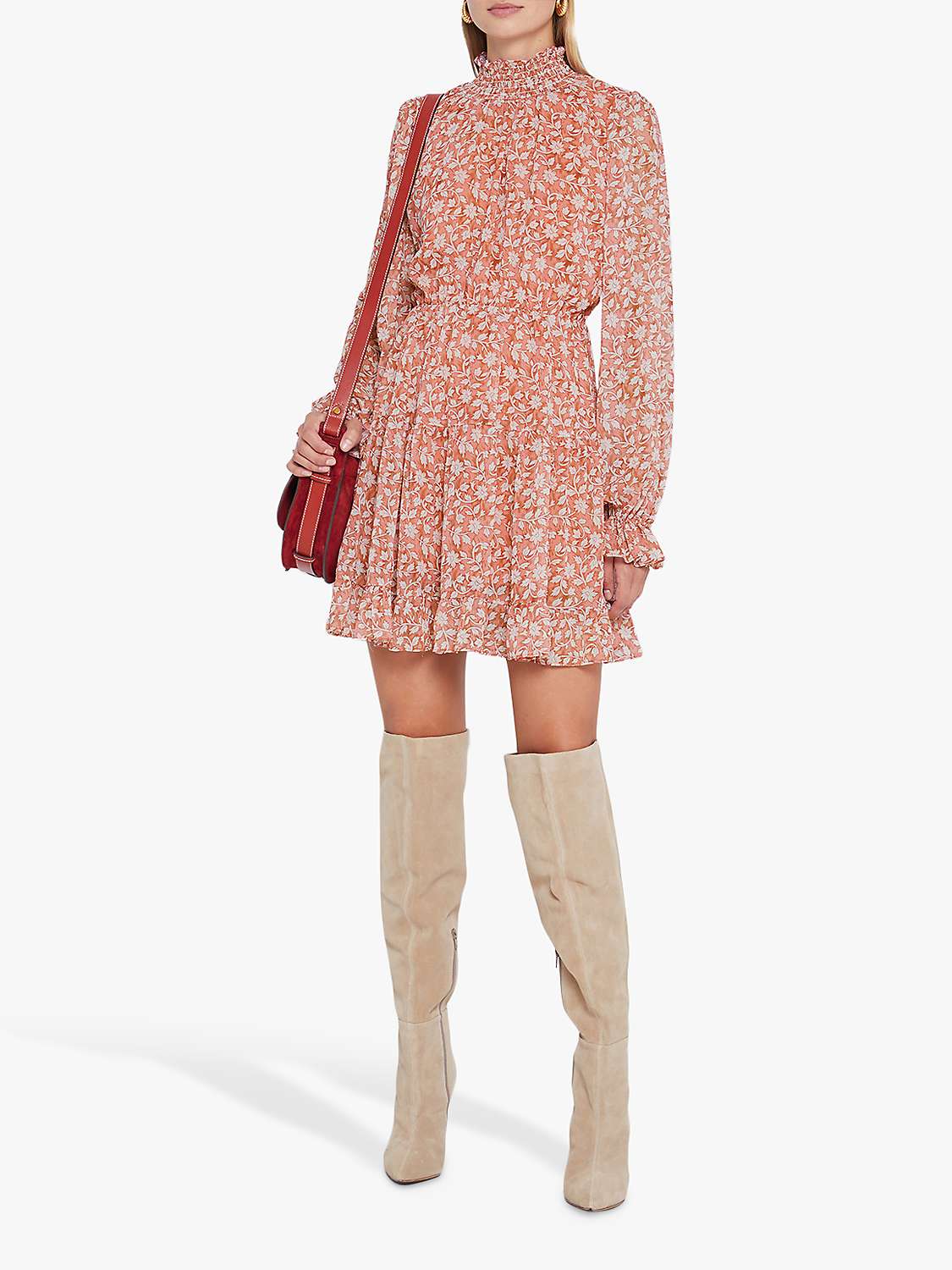Buy o.p.t Lluvia Floral Mini Dress, Brown/Multi Online at johnlewis.com