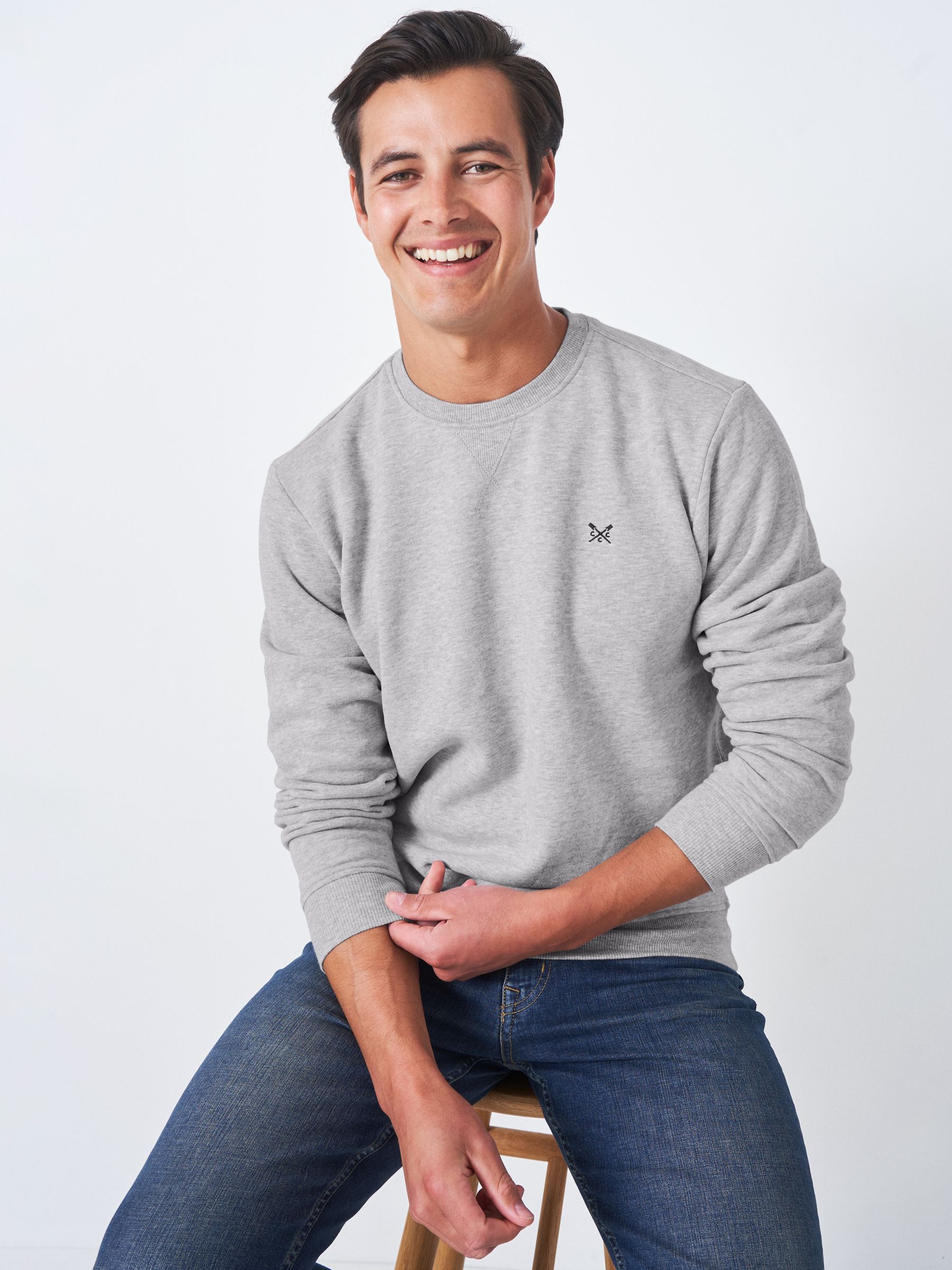 Crew Clothing Logo Sweatshirt, Marl Grey, L