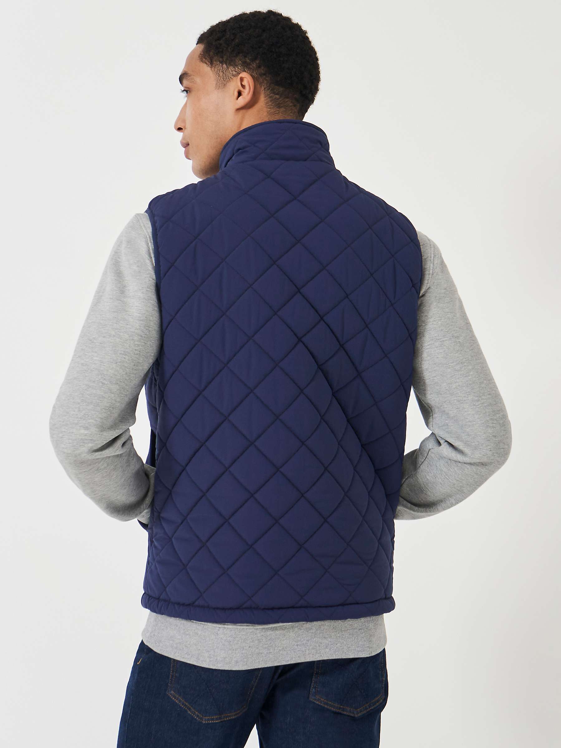 Buy Crew Clothing Diamond Quilted Gilet, Navy Online at johnlewis.com