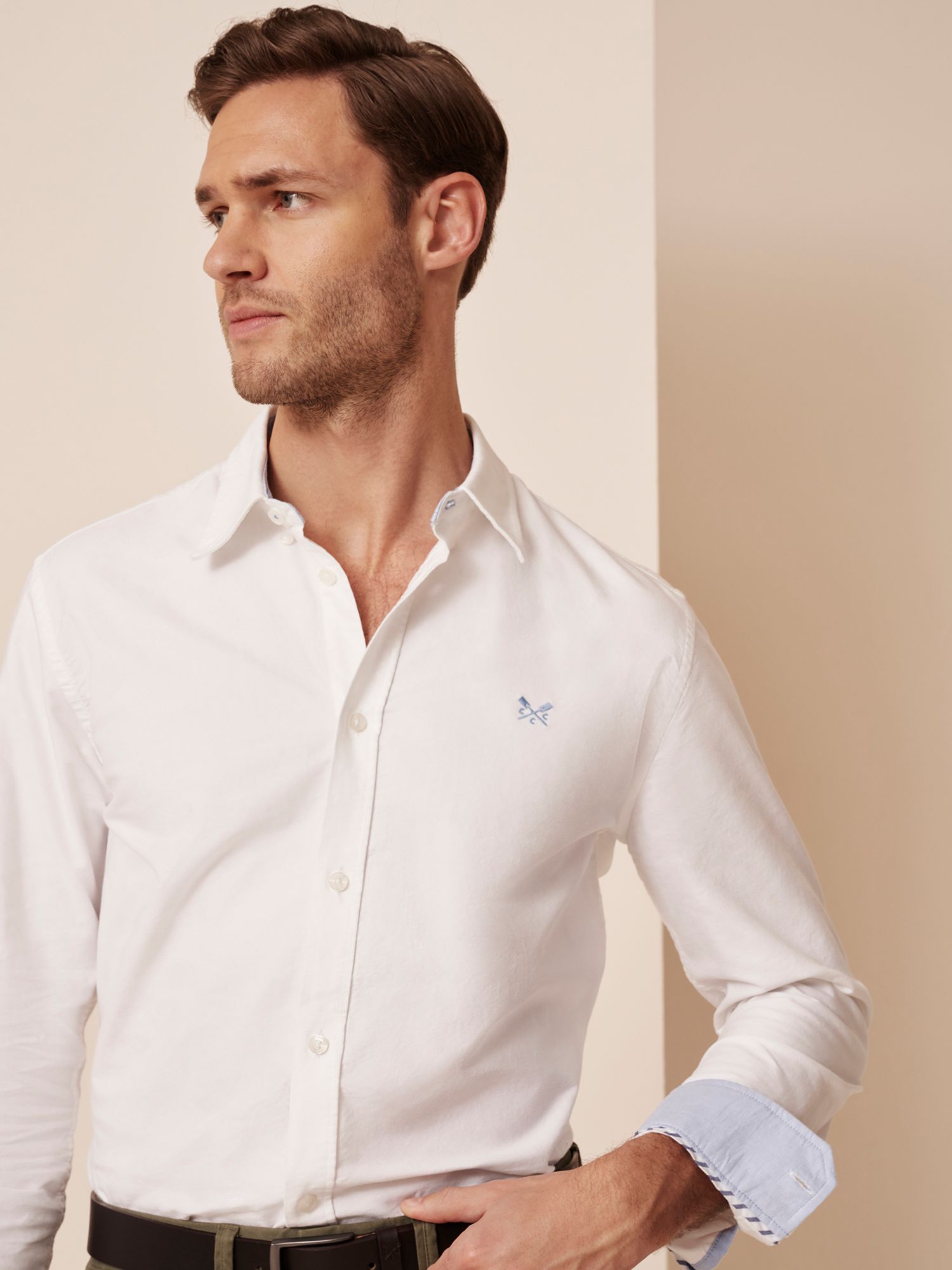 Crew Clothing Slim Fit Oxford Shirt, Bright White, S