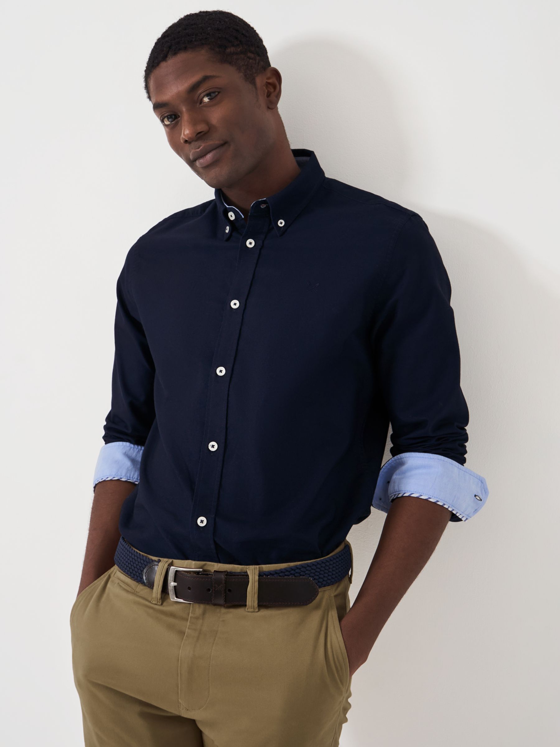 Crew Clothing Slim Fit Oxford Shirt, Dark Blue, S