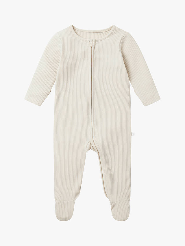 MORI Baby Clever Zip Ribbed Sleepsuit, Cream