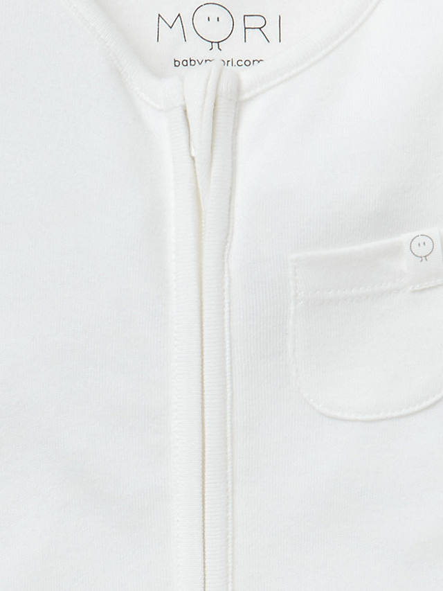 MORI Baby Clever Zip Pocket Sleepsuit, White