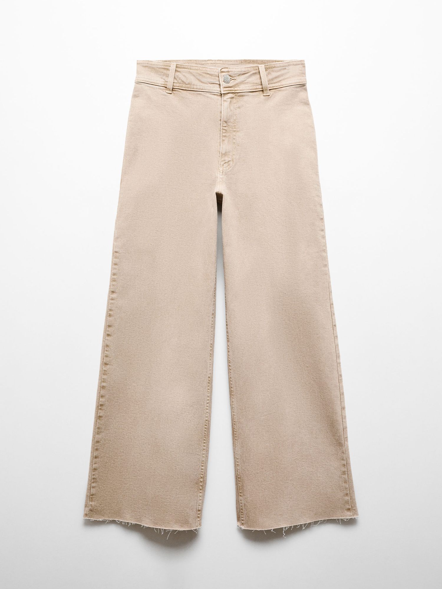 Mango Catherin High Waist Culotte Jeans, Beige, 6