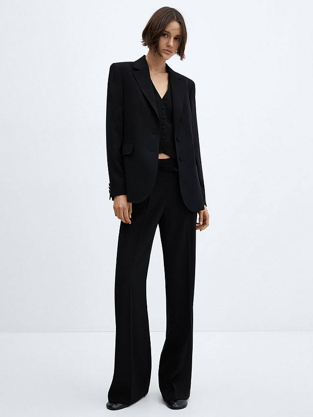 Mango Iguana Fitted Blazer, Black