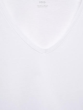 Mango Chalapi Cotton V-Neck T-Shirt, White