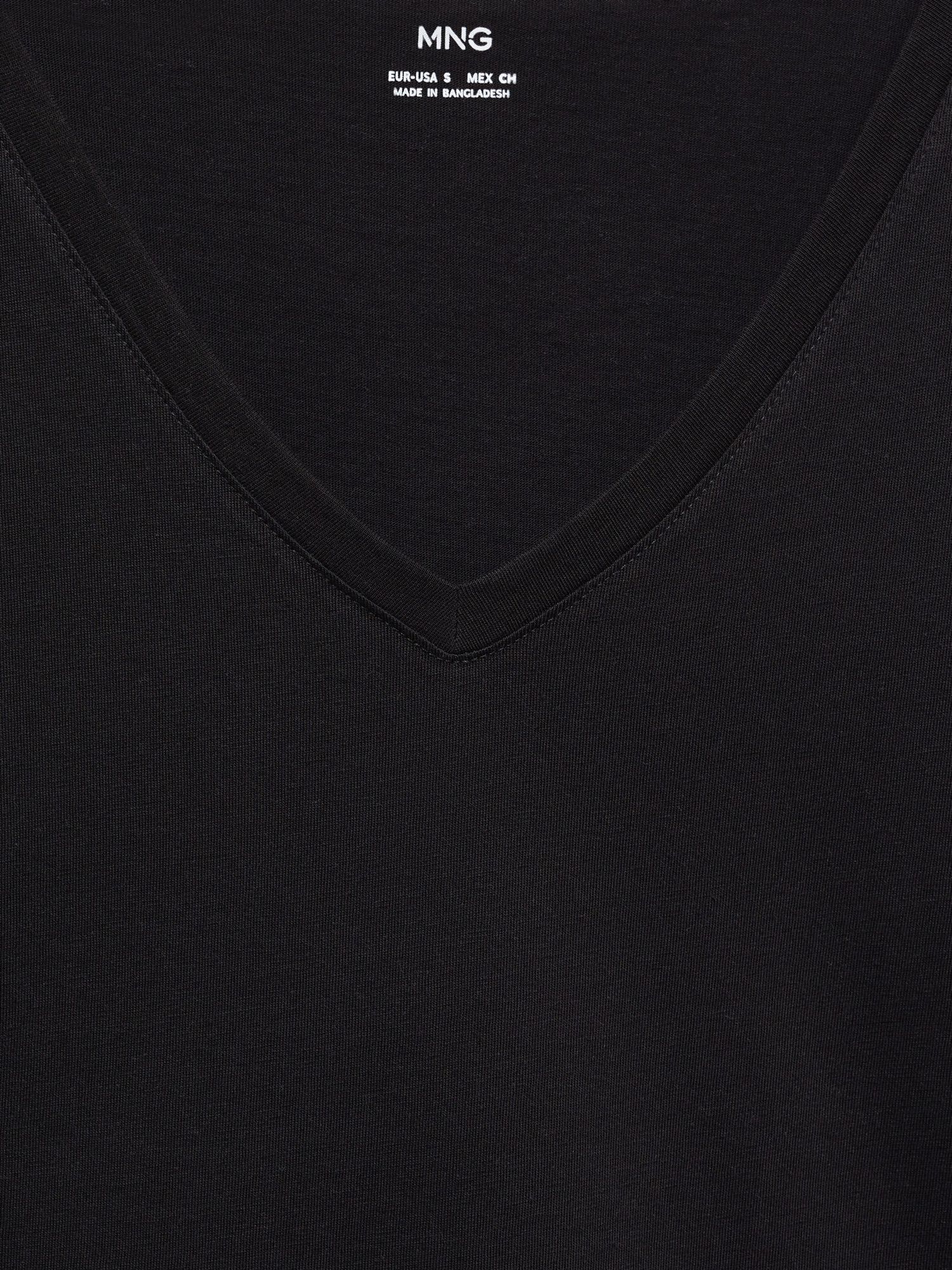 Mango Chalapi Cotton V-Neck T-Shirt, Black, 5XL
