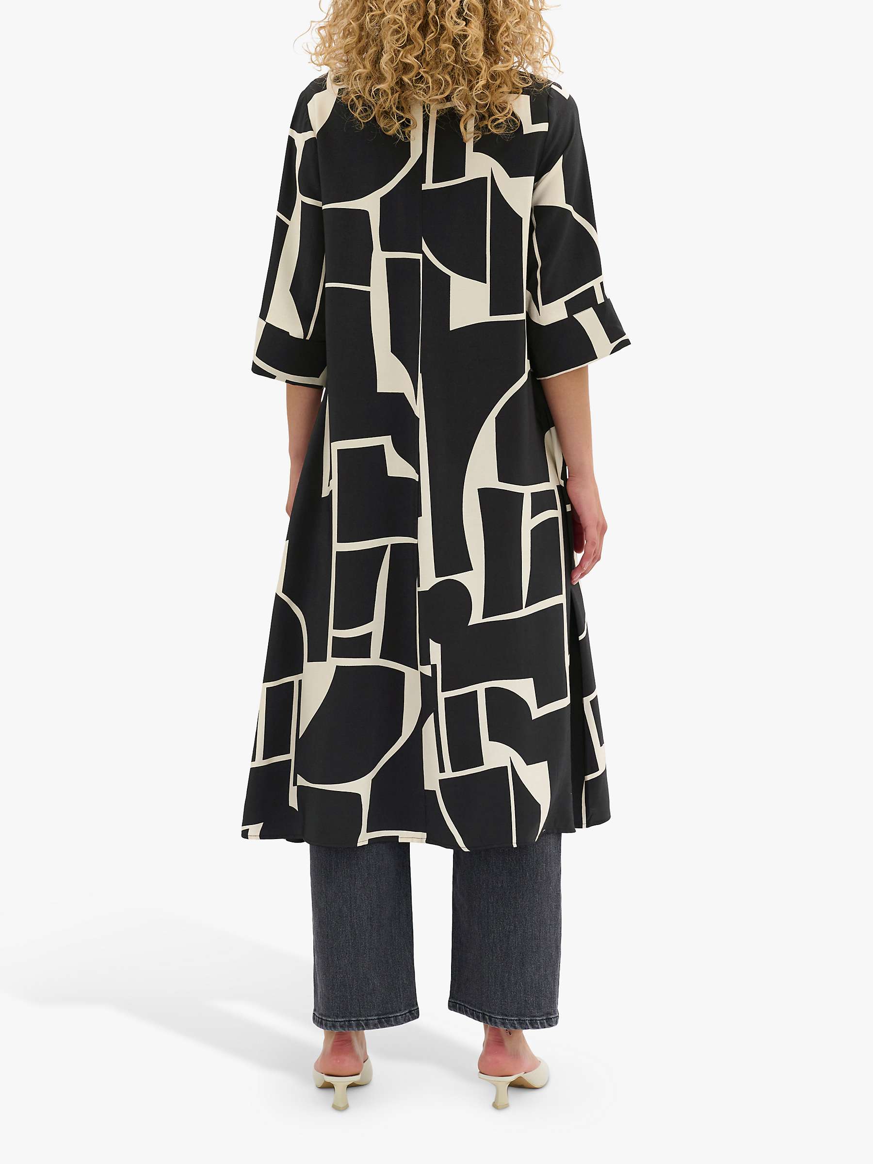 Buy MY ESSENTIAL WARDROBE Kelly Graphic Print Midi Dress, Black/Ecru Online at johnlewis.com