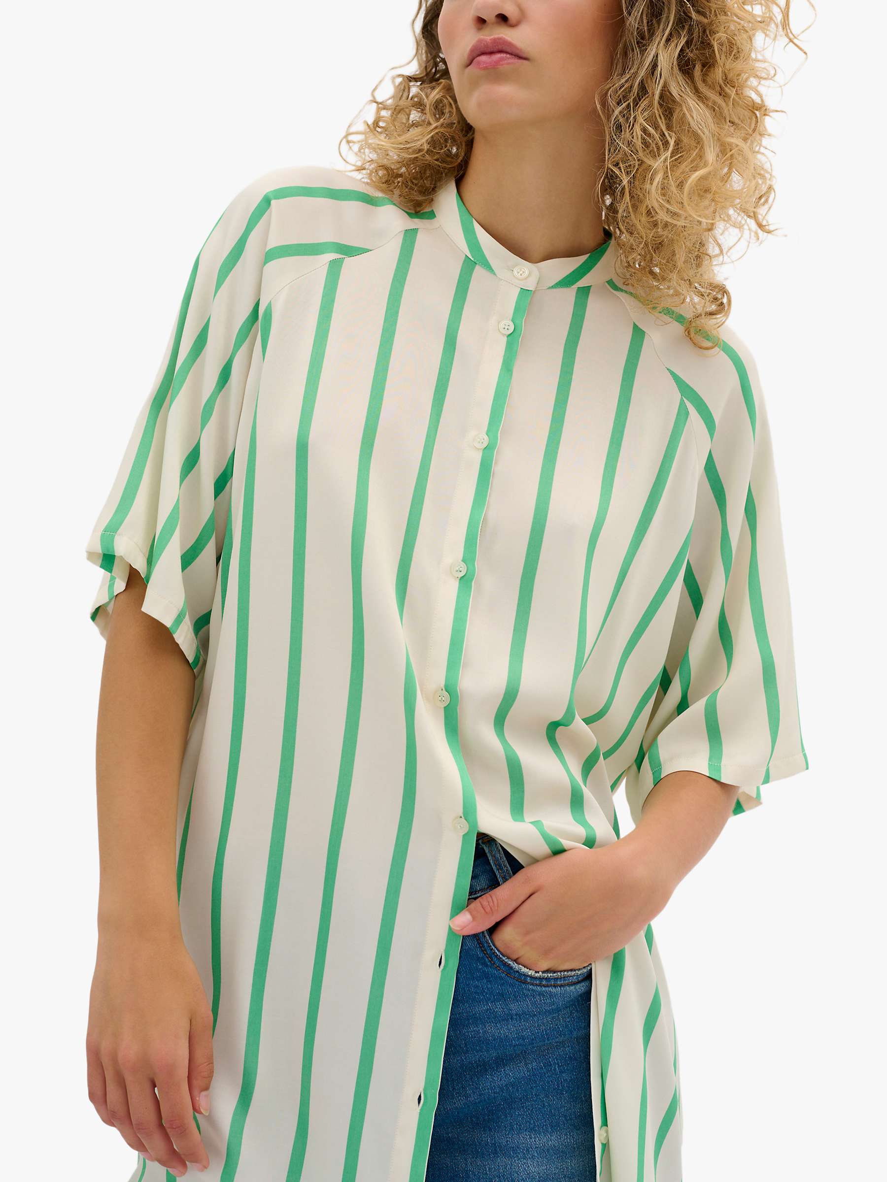 Buy MY ESSENTIAL WARDROBE Mia Striped Shirt Dress, White/Green Online at johnlewis.com