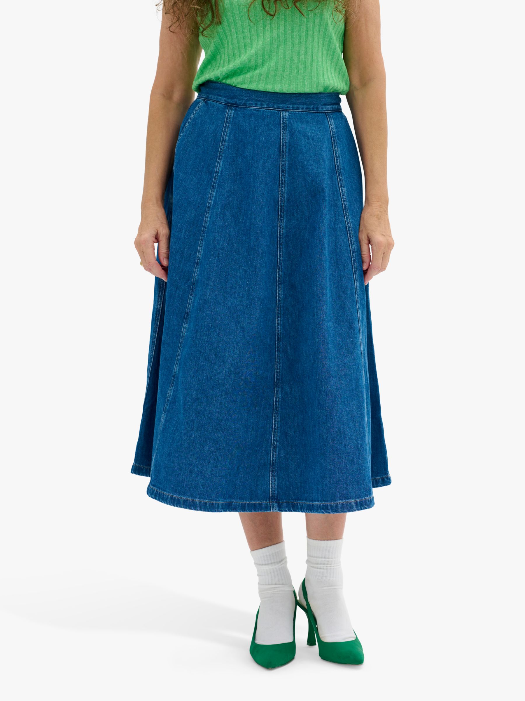 Buy MY ESSENTIAL WARDROBE Malo Denim Midi Skirt, Blue Vintage Wash Online at johnlewis.com