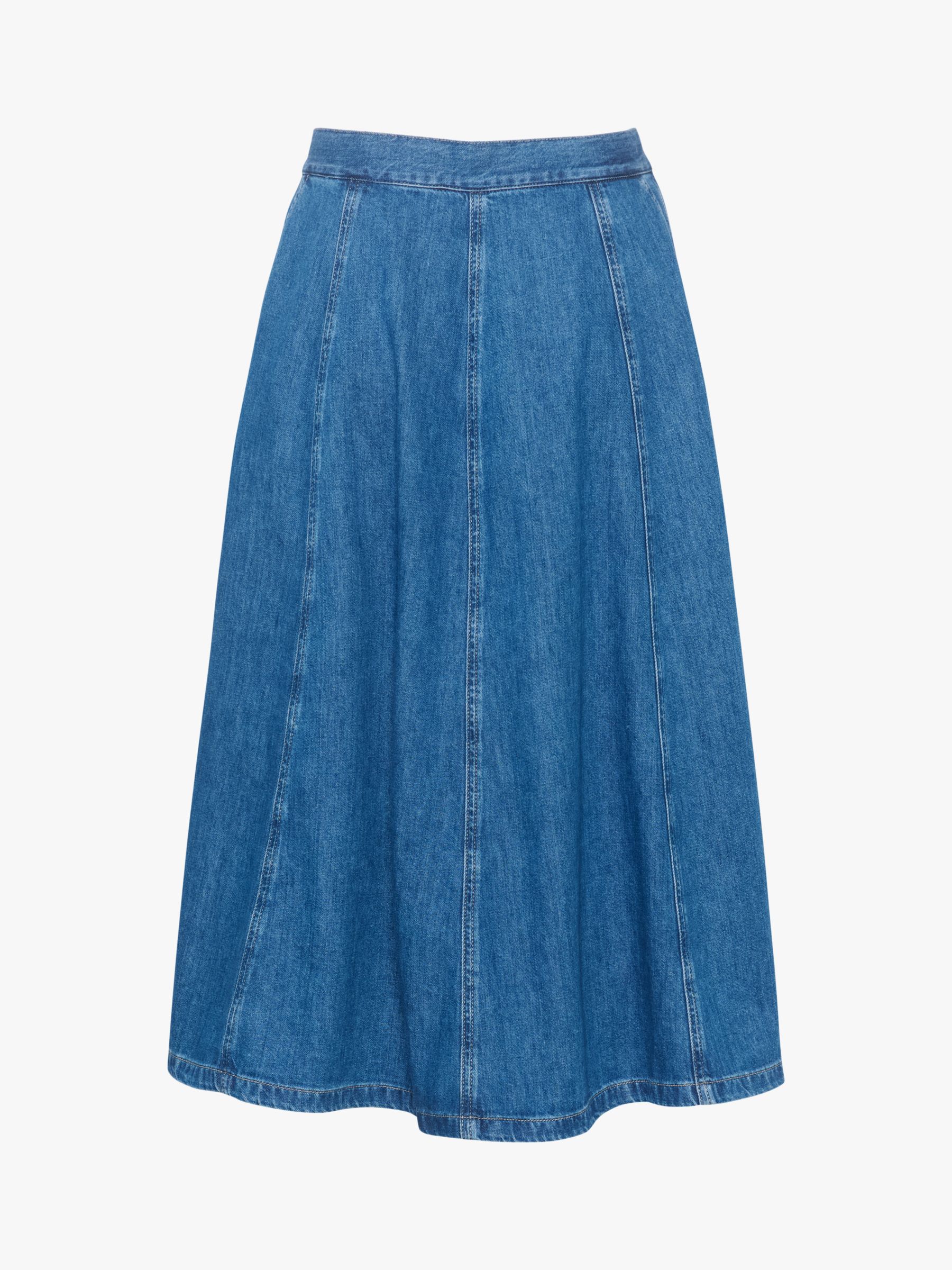 MY ESSENTIAL WARDROBE Malo Denim Midi Skirt, Blue Vintage Wash at John ...