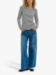 MY ESSENTIAL WARDROBE Dana Striped Long Sleeve Slim Fit T-Shirt, Navy/Off White