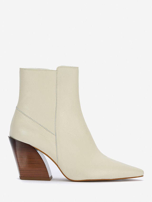 Mint Velvet Angled Heel Leather Ankle Boots, Cream