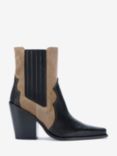 Mint Velvet Leather and Suede Cowboy Boots, Black/Camel