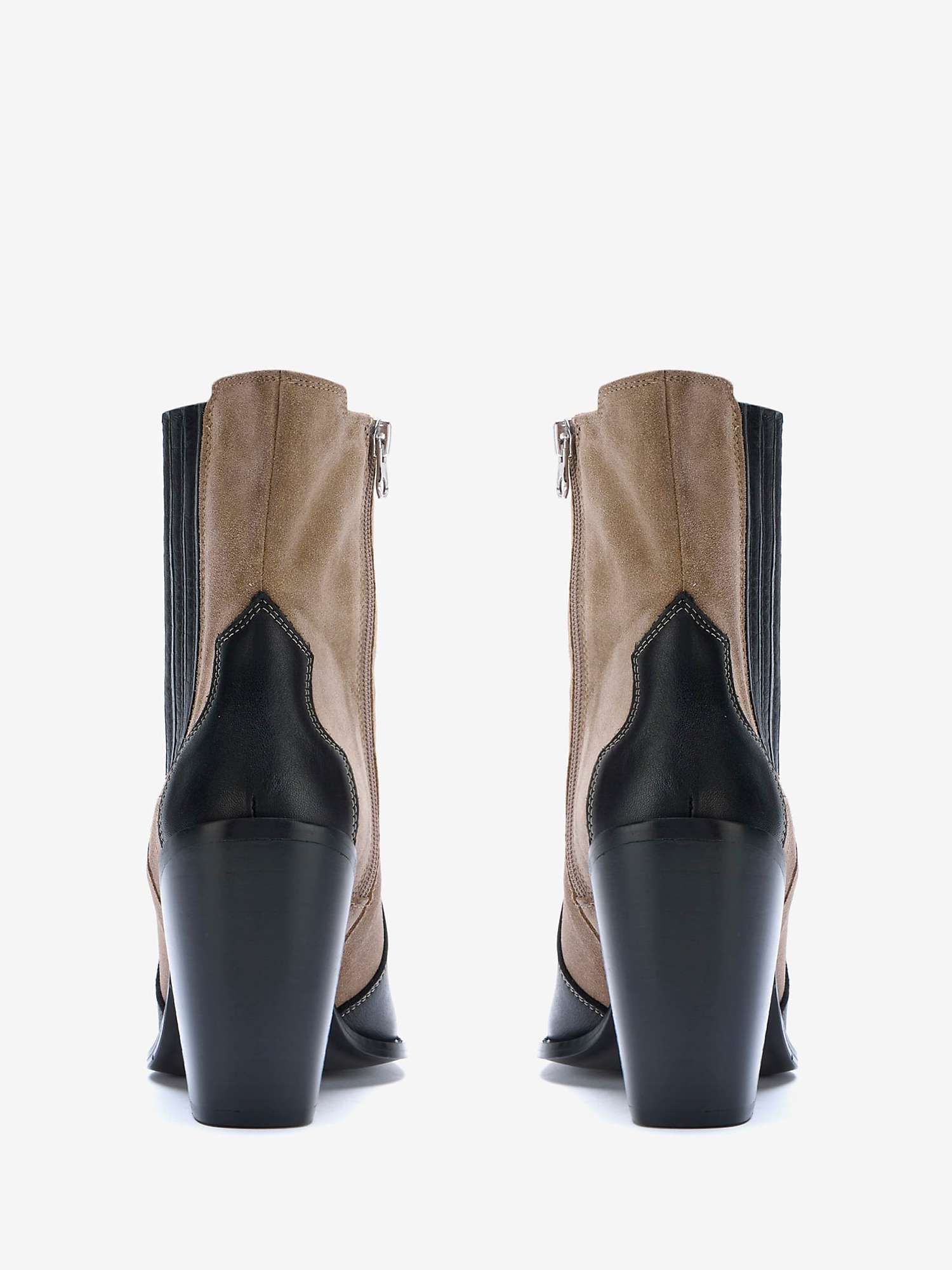 Buy Mint Velvet Leather and Suede Cowboy Boots, Black/Camel Online at johnlewis.com