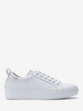 Mint Velvet Leather Lace-Up Trainers, White/Silver