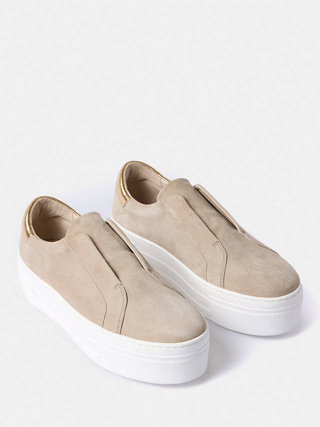 Mint Velvet Suede Slip-On Flatform Trainers, Neutral