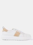 Mint Velvet Suede Patchwork Panel Leather Trainers, White/Neutral