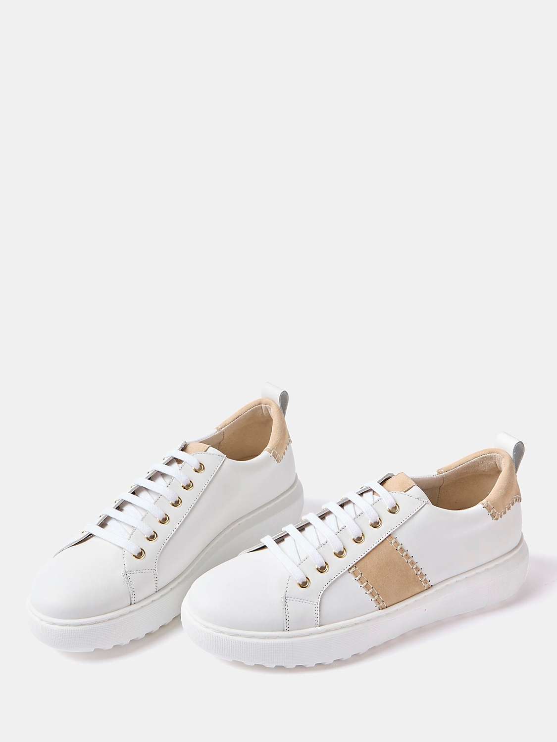 Buy Mint Velvet Suede Patchwork Panel Leather Trainers, White/Neutral Online at johnlewis.com