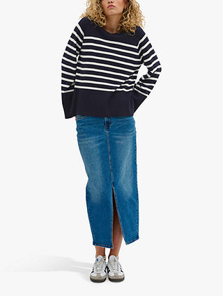 MY ESSENTIAL WARDROBE Zeke Wide Sleeve Striped Jumper, Navy/Off White