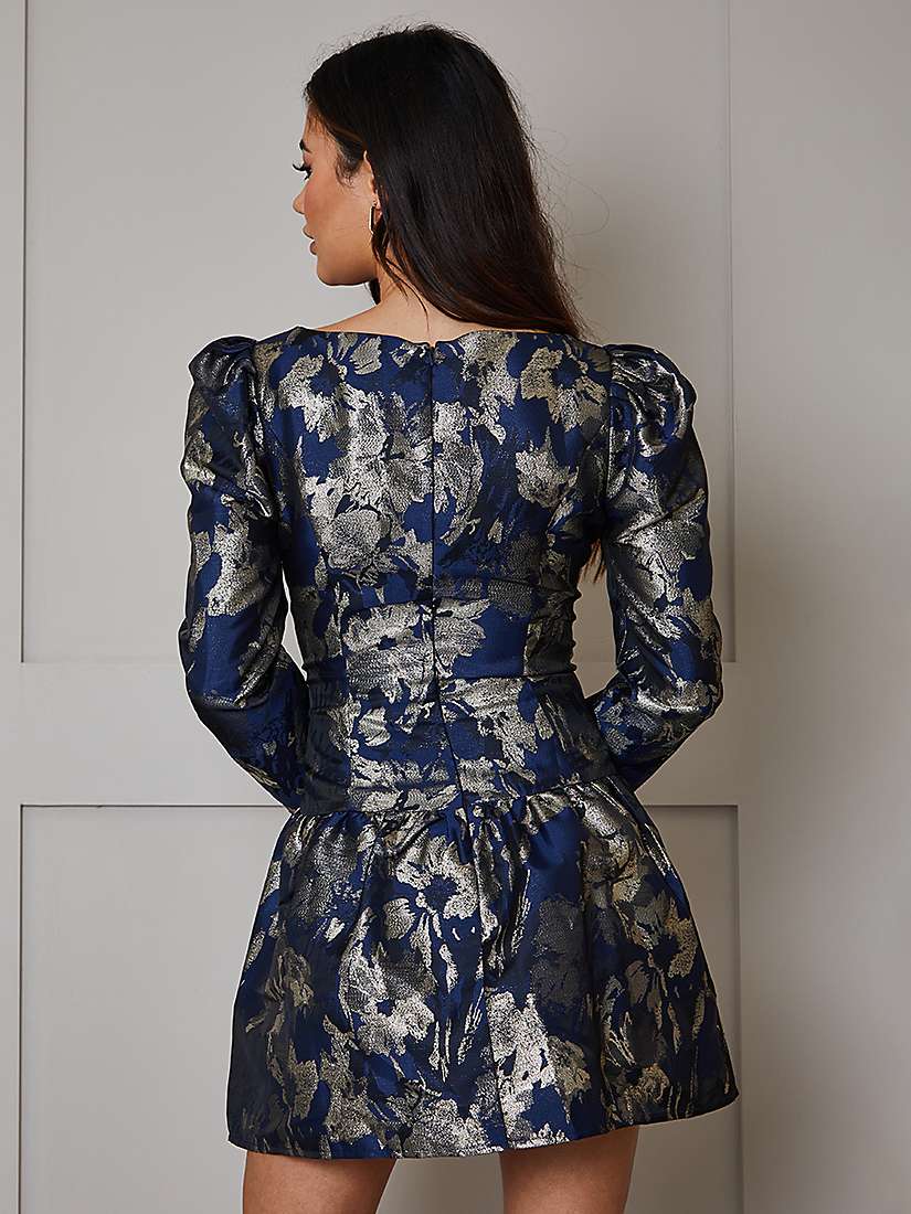 Buy Chi Chi London Jacquard Mini Dress, Navy Online at johnlewis.com