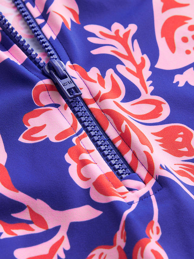 Boden Floral Rose Blush Print Swimsuit, Blue/Multi