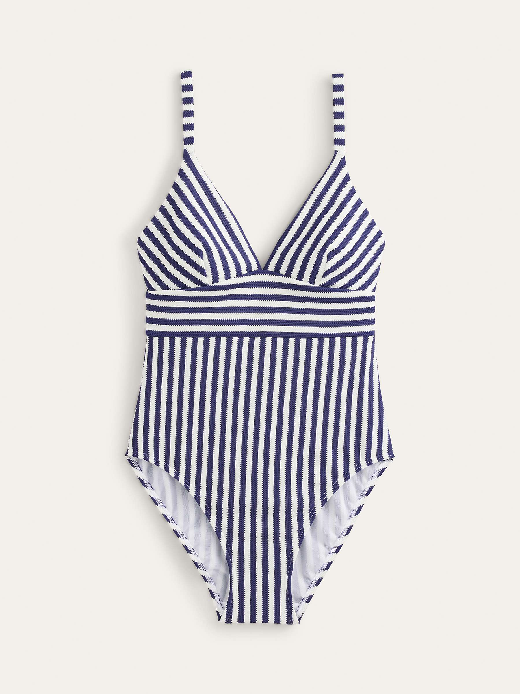Buy Boden Arezzo Stripe V-Neck Swimsuit, Navy/Ivory Online at johnlewis.com
