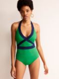 JOHN LEWIS Nassau Knot Front Swimsuit in Navy/Green