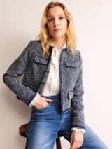 Gerard Darel Nona Check Boucle Jacket, Indigo at John Lewis & Partners