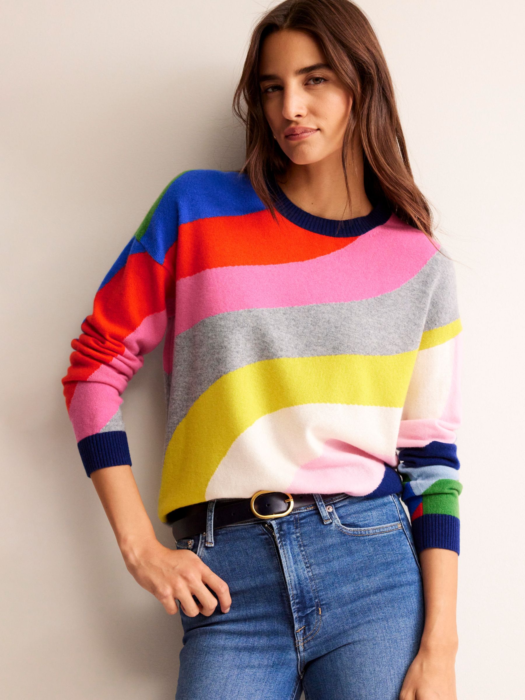 Boden Lydia Cashmere Rainbow Jumper, Multi at John Lewis & Partners