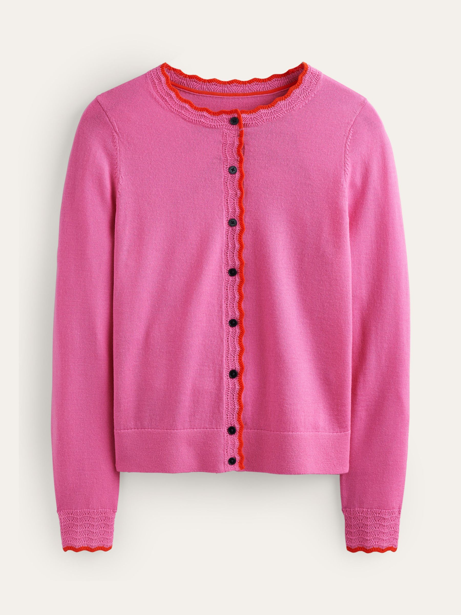 Buy Boden Merino Wool Scallop Edge Cardigan, Mid Pink Online at johnlewis.com