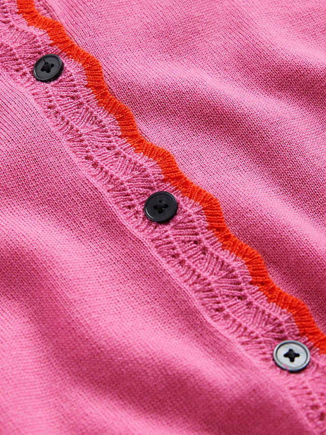 Boden Merino Wool Scallop Edge Cardigan, Mid Pink