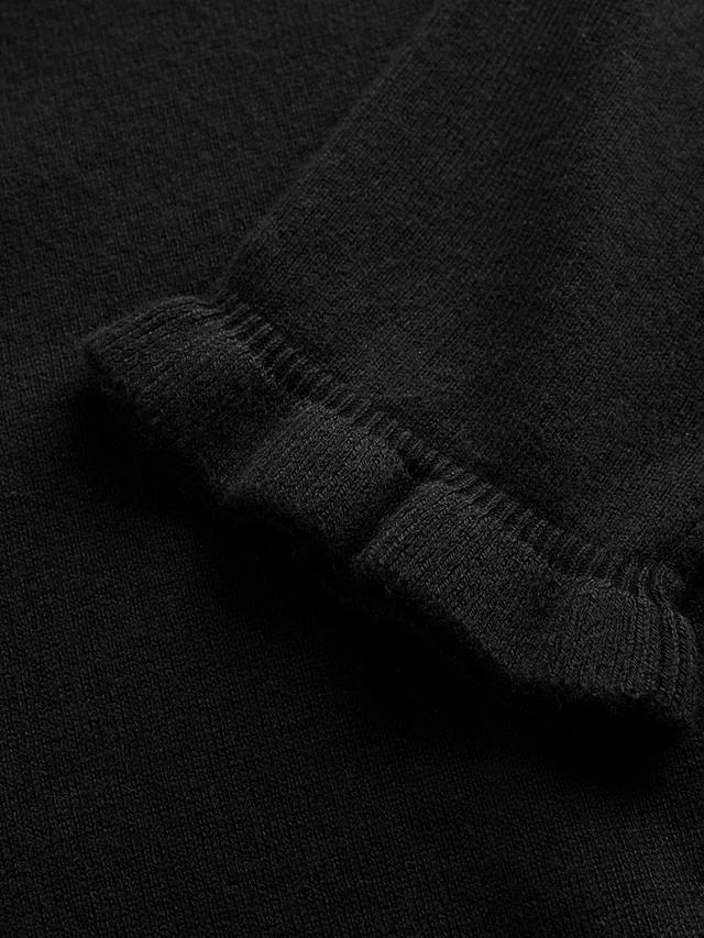Boden Cotton Merino Frill Sleeve Jumper, Black