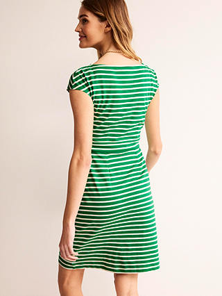 Boden Florrie Stripe Jersey Mini Dress, Green/Ivory