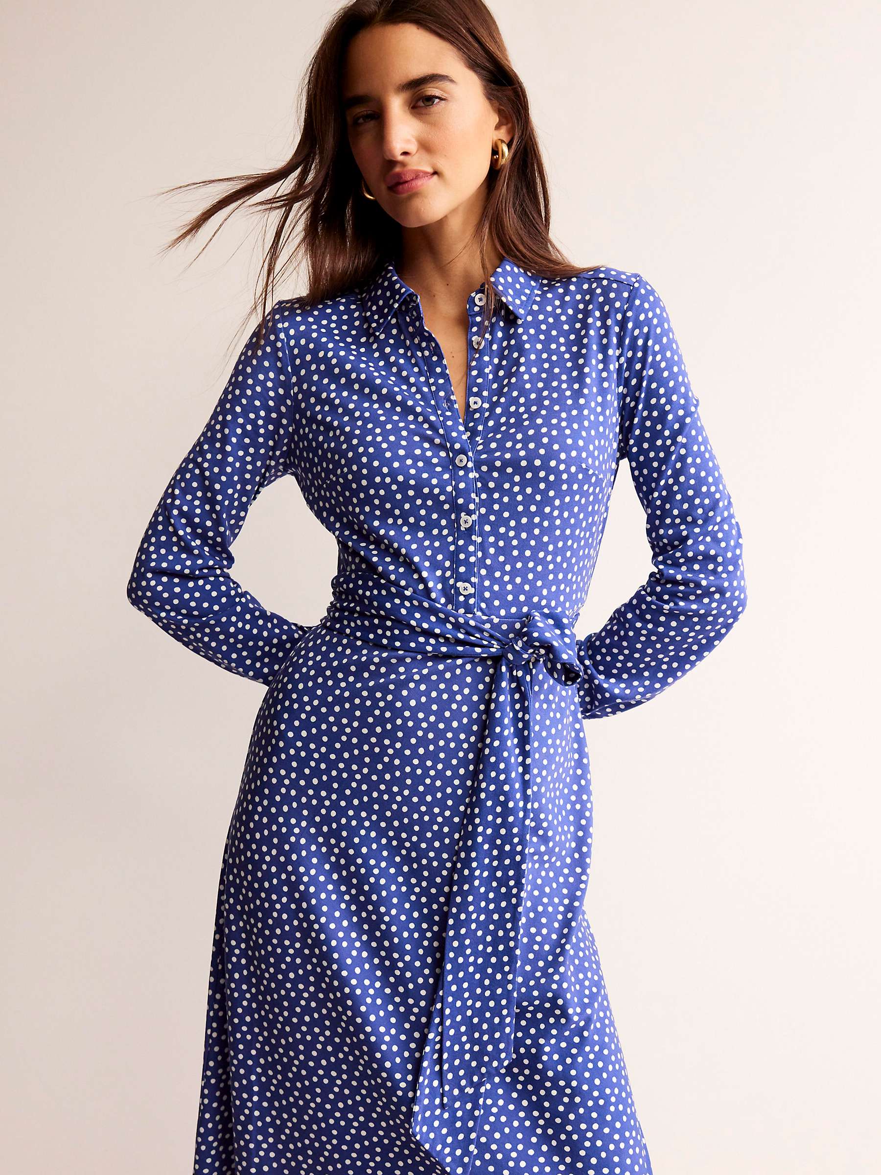 Buy Boden Laura Dress Abstract Dot Shirt Dress, Blue/White Online at johnlewis.com