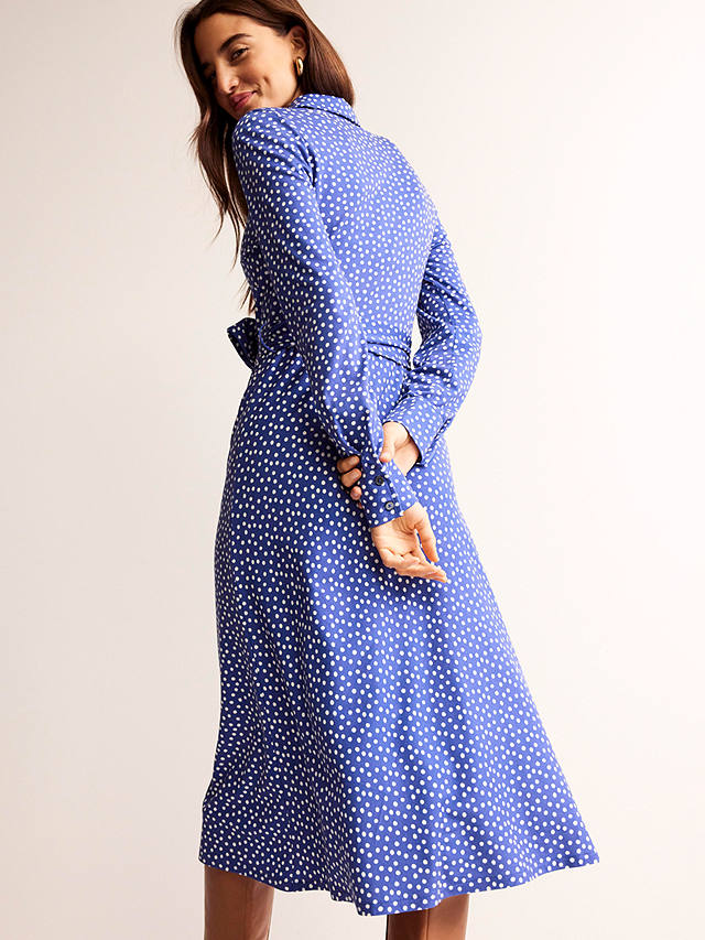 Boden Laura Dress Abstract Dot Shirt Dress, Blue/White