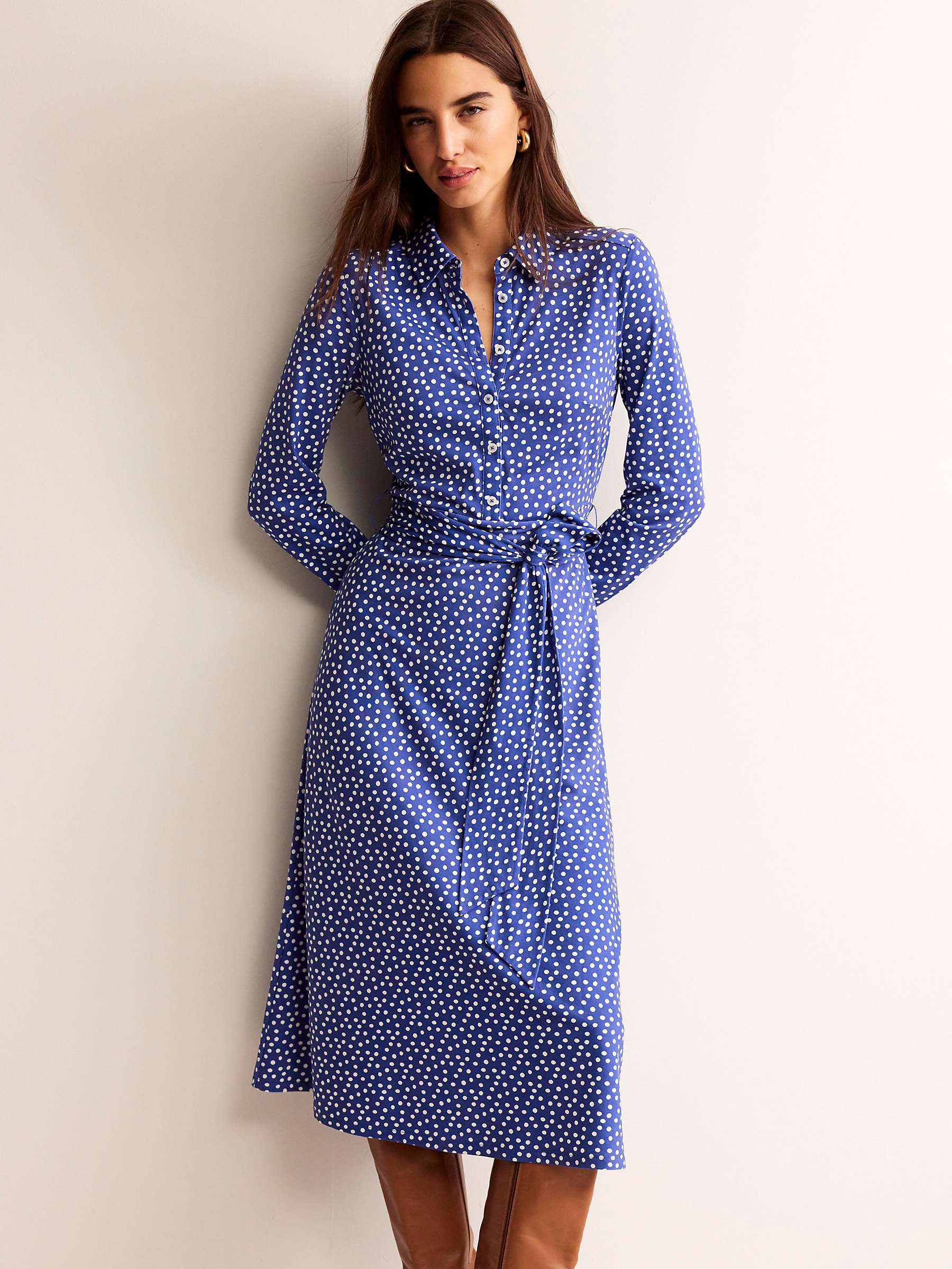 Buy Boden Laura Dress Abstract Dot Shirt Dress, Blue/White Online at johnlewis.com