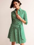 Boden Amy Cotton Geometric Shirt Mini Dress, Green, Green