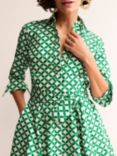 Boden Amy Cotton Geometric Shirt Mini Dress, Green