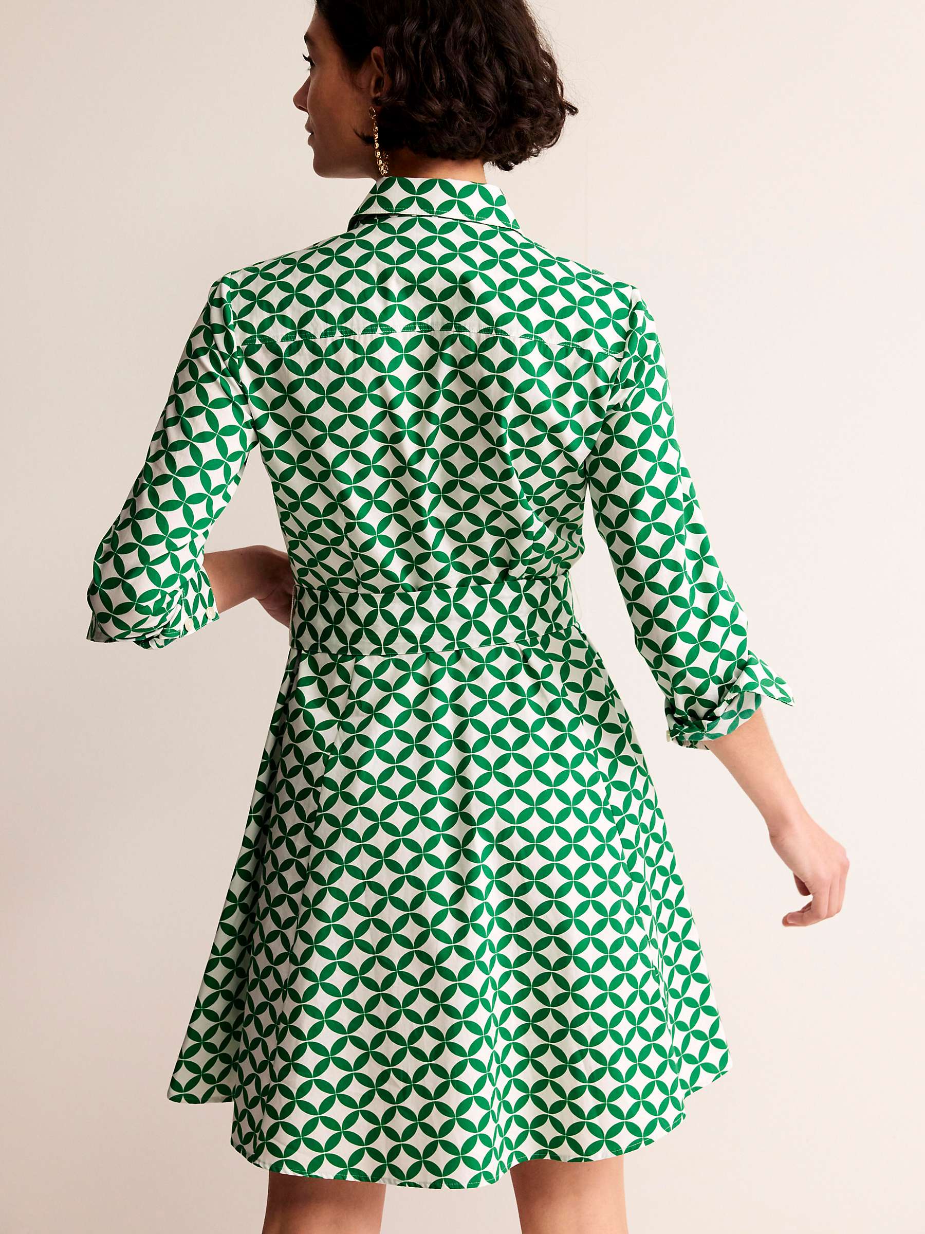 Buy Boden Amy Cotton Geometric Shirt Mini Dress, Green Online at johnlewis.com