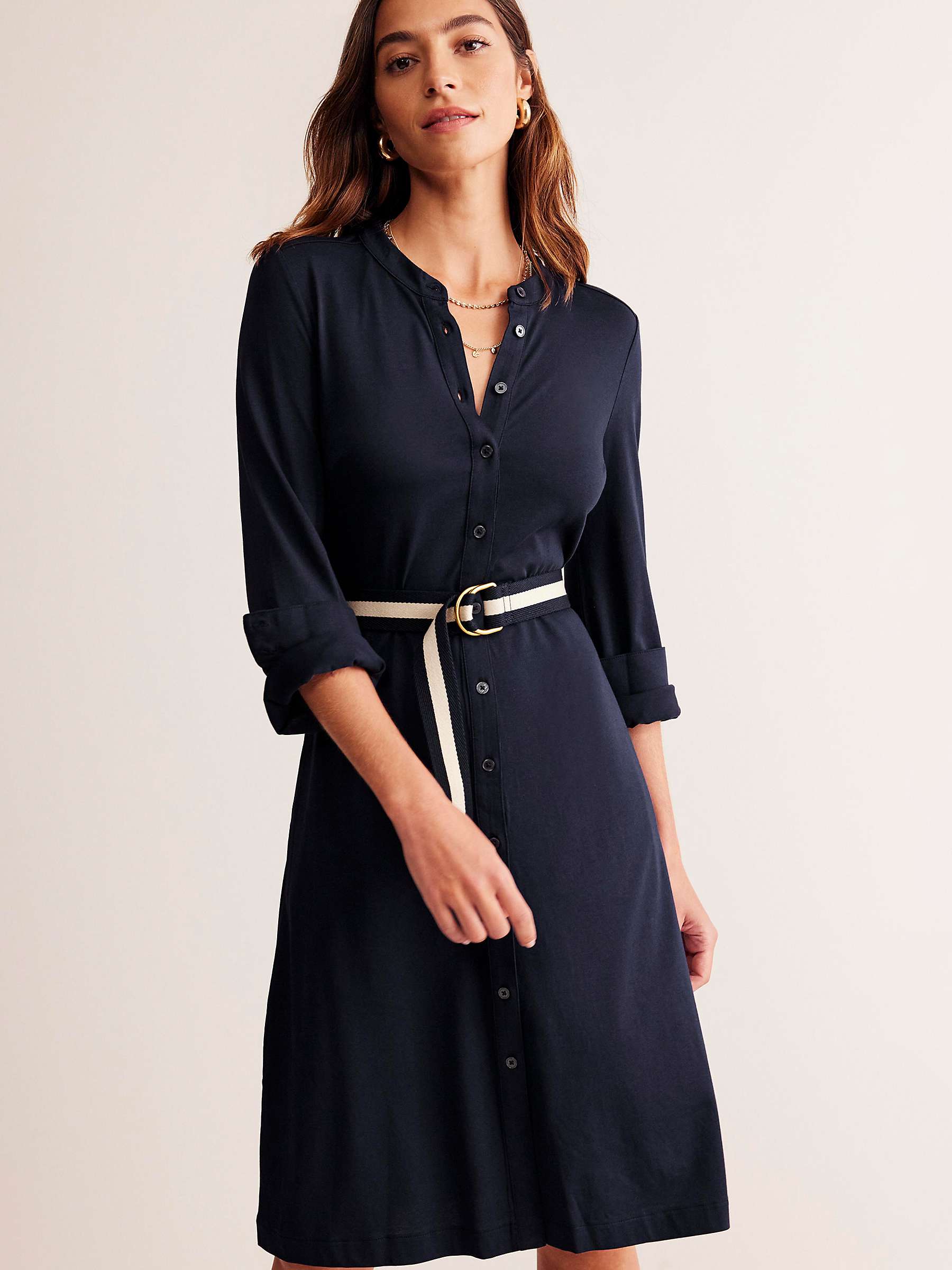 Buy Boden Julia Jersey Shirt Dress, Navy Online at johnlewis.com
