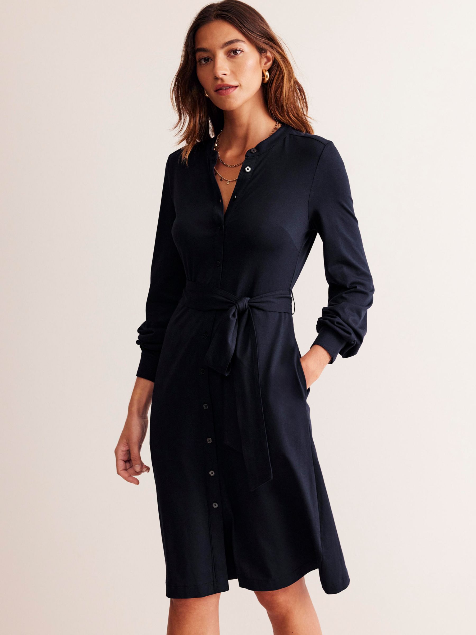 Buy Boden Julia Jersey Shirt Dress, Navy Online at johnlewis.com