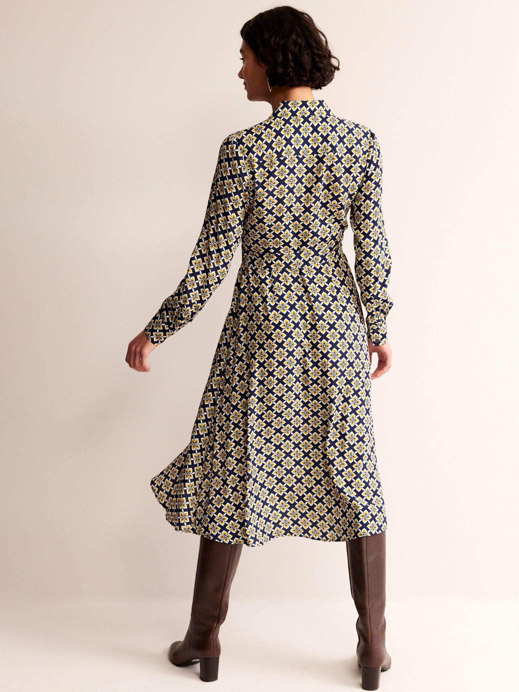 Buy Boden Kate Geometric Midi Shirt Dress, Moss/Multi Online at johnlewis.com