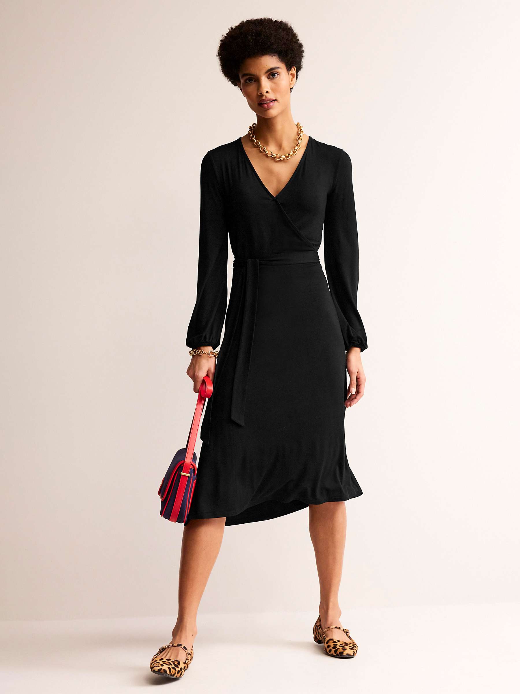 Buy Boden Joanna Jersey Midi Wrap Dress, Black Online at johnlewis.com