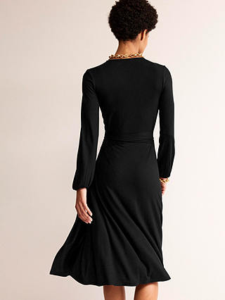 Boden Joanna Jersey Midi Wrap Dress, Black