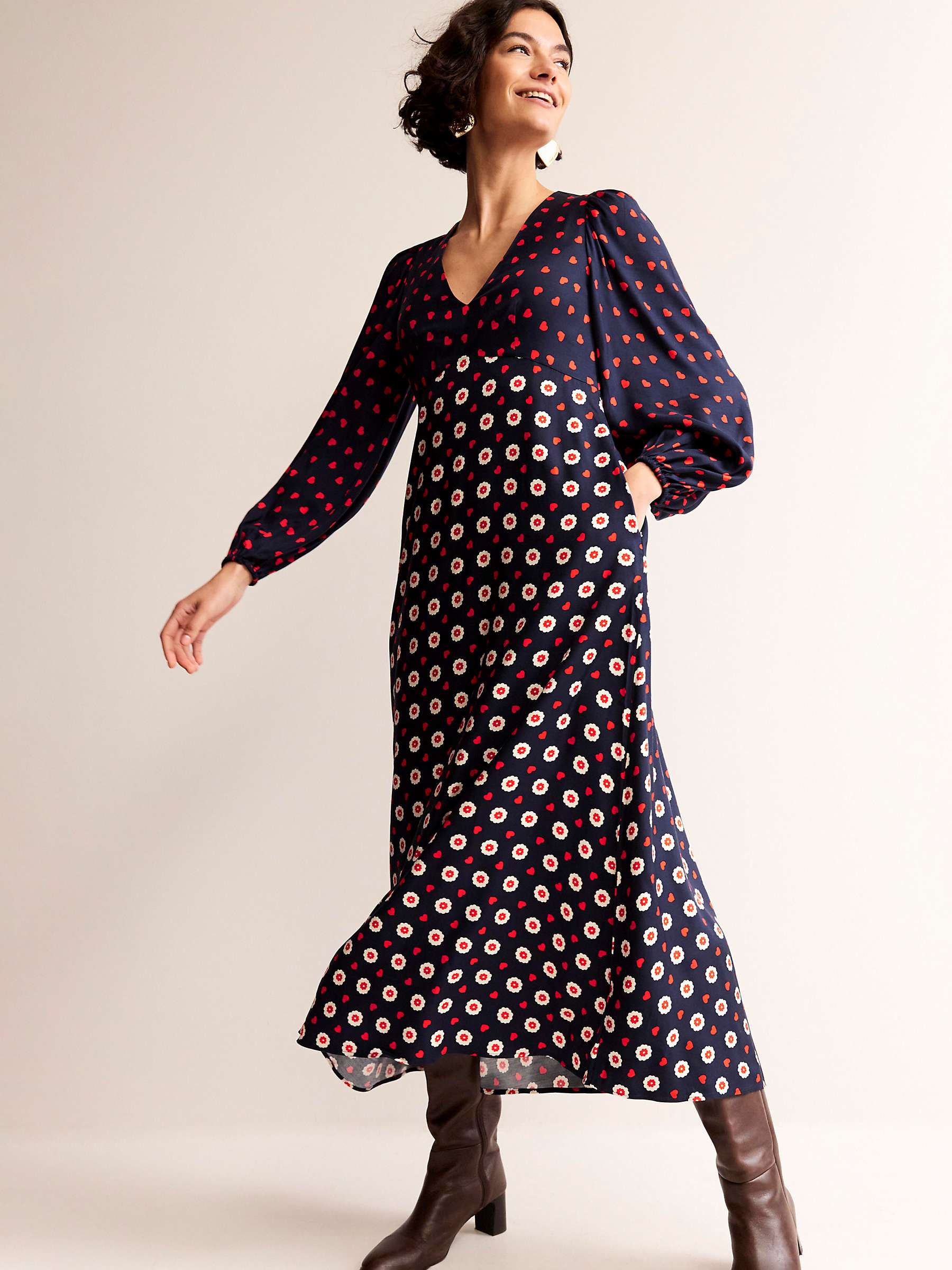 Buy Boden Francis Empire Line Maxi Dress, Navy/Multi Online at johnlewis.com